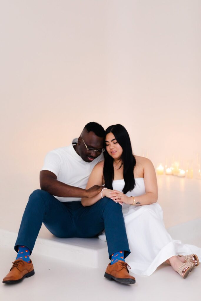 Surprise wedding proposal in studio at Jax Mini Sessions Studio