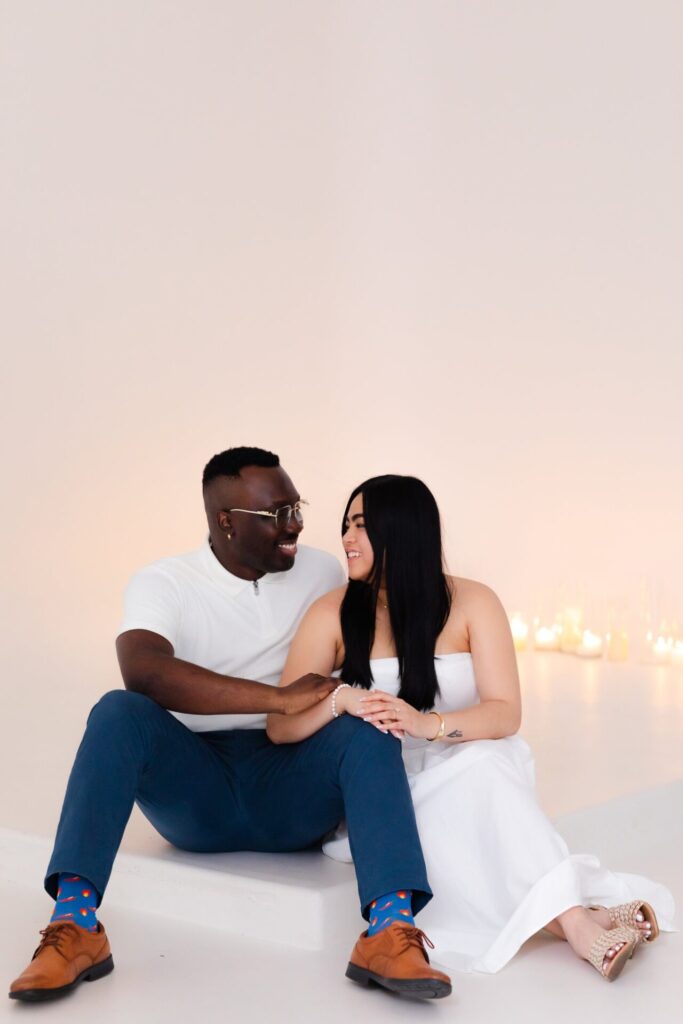 Surprise wedding proposal in studio at Jax Mini Sessions Studio