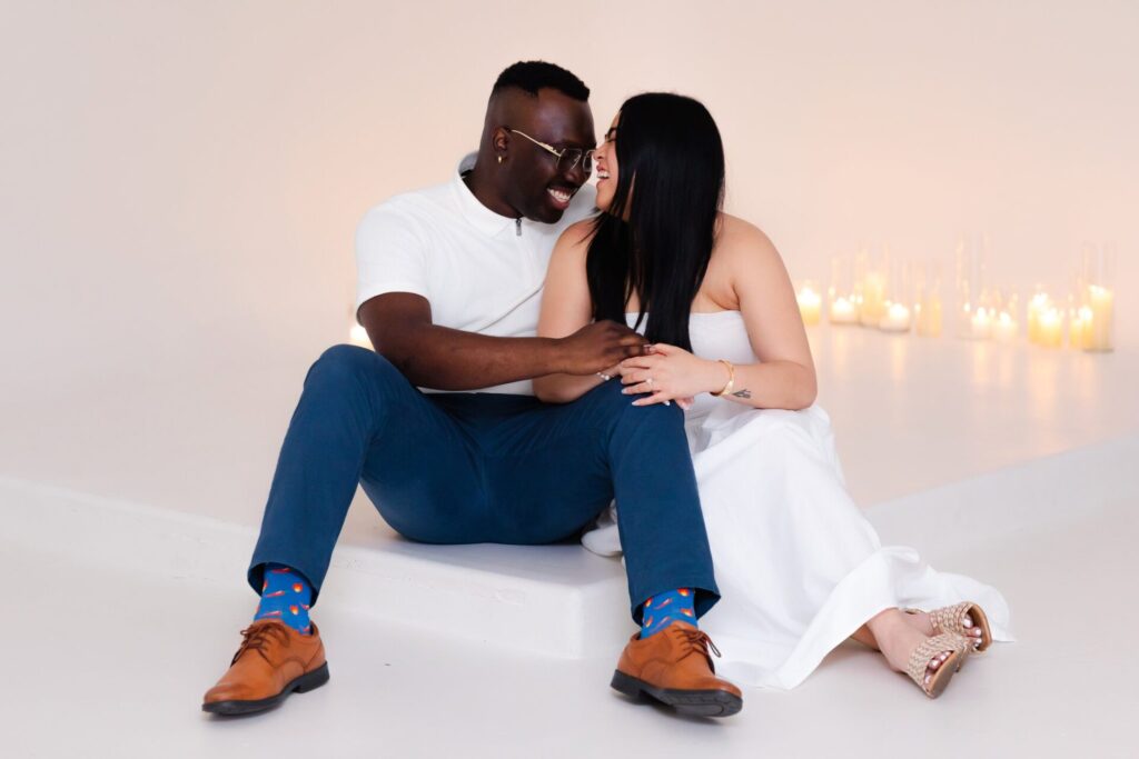 Surprise wedding proposal in studio at Jax Mini Sessions Studio
