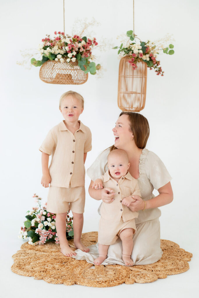 Mother's Day photo session at a Jacksonville FL studio mom and young children