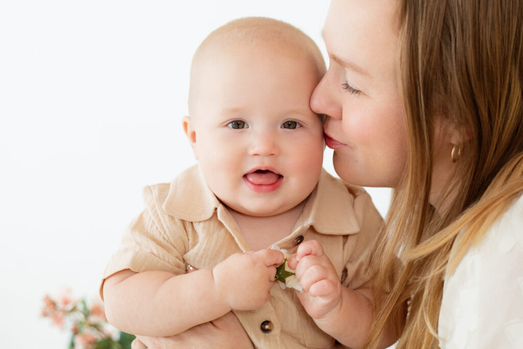 Natural light photo studio white background mommy and me session Jacksonville
