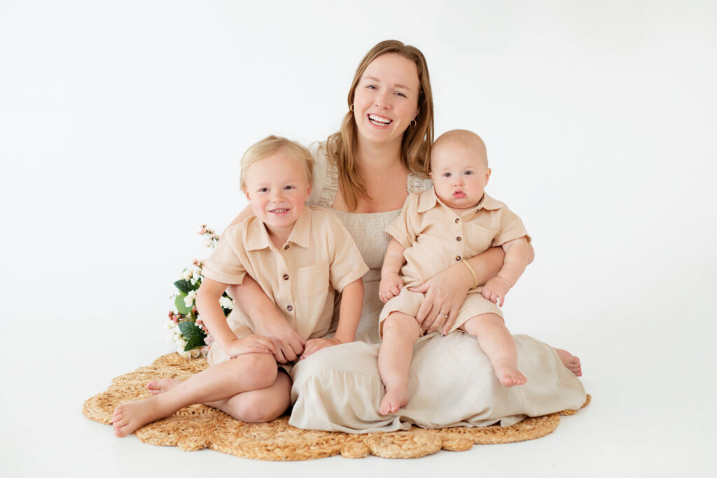 Mother’s Day mini session at Jacksonville photo studio with mom and two children
