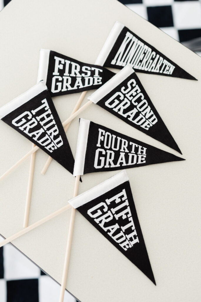 Grade school pennants for back to school photos